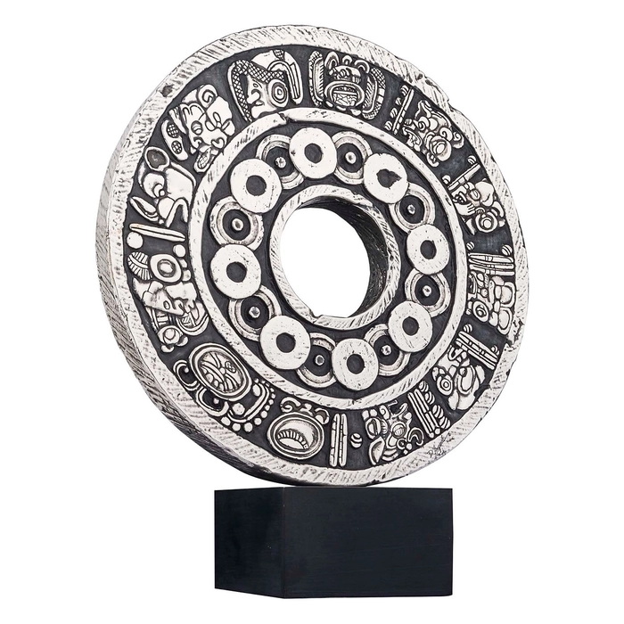 Dargenta - Mayan Glyphs Circular Stone Silver Relief