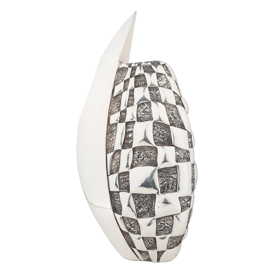 Dargenta - Modern Checkers Silver Flower Vase