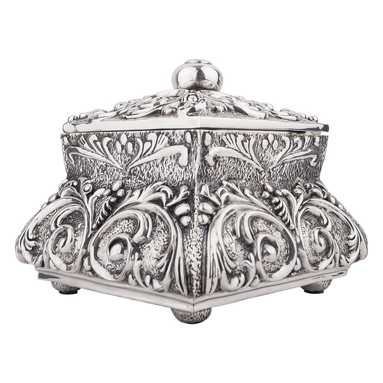 Dargenta - Large Square Rounded Silver Cremation Urn