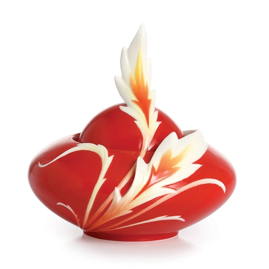 Franz Porcelain - Phoenix in Flight bird sugar jar