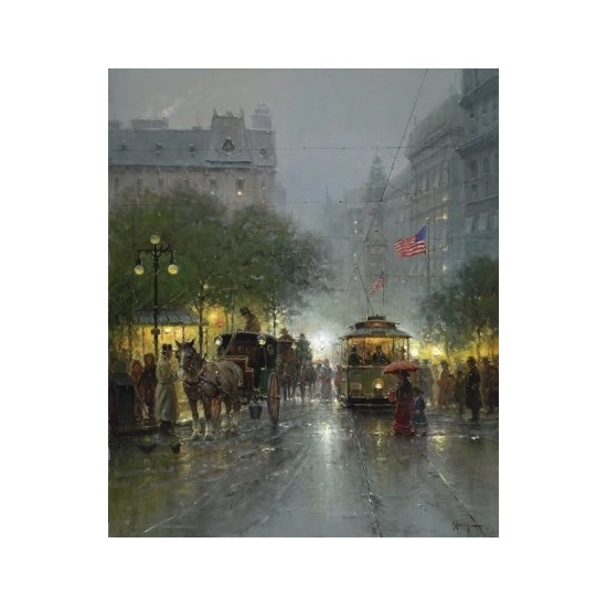 G Harvey - Evening On Broadway Giclee On Canvas Artist Proof