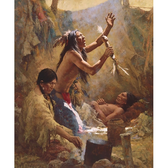 Howard Terpning - Medicine Man of the Cheyenne Masterwork Anniversary Canvas)