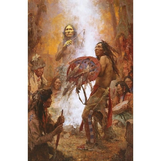 Howard Terpning - Transferring the Medicine Shield (Anniversary Museum Canvas)