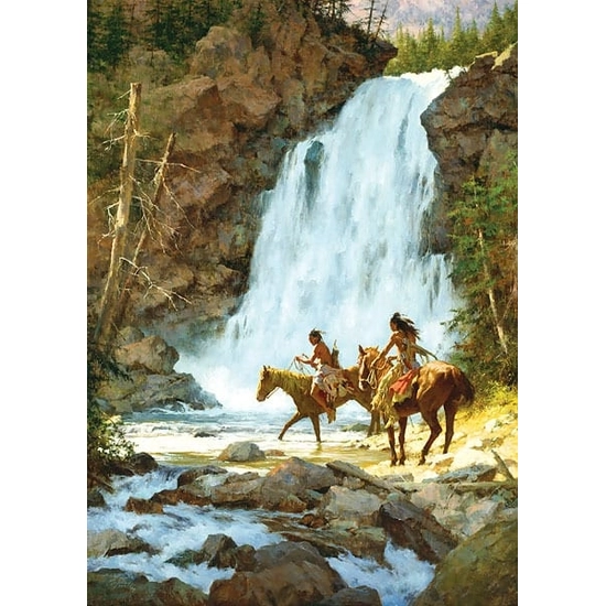 Howard Terpning - Crossing Below the Falls