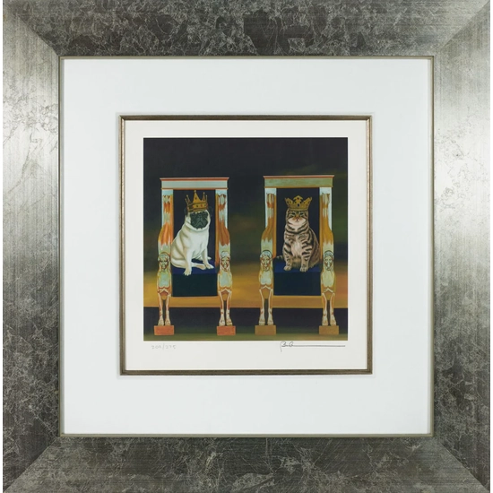 Robert Deyber - Reigning Cats and Dogs Framed