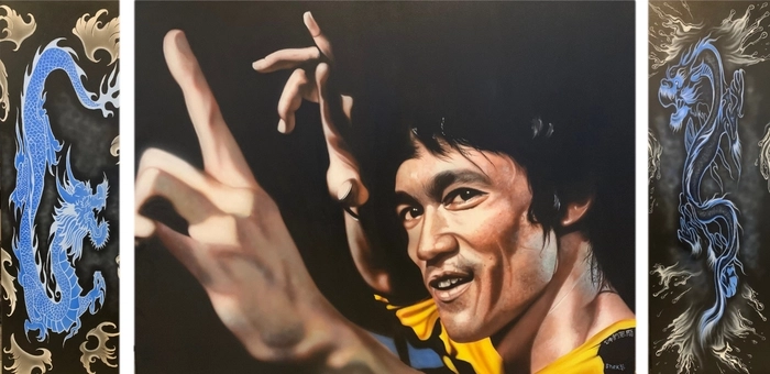 Stickman-Be Like Water Triptych - Bruce Lee