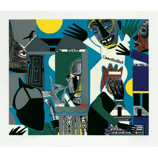 Romare Bearden - Sorcerers Village Serigraph