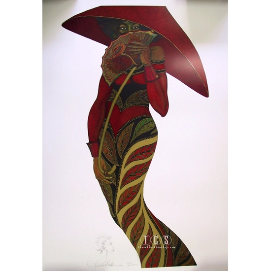 Charles Bibbs - The Red Umbrella -Litho Special Artisit Edition Remarque