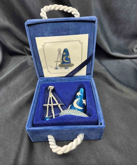 Swarovski Crystal-Disney Pin~Sorcerer's Cap Brooch with Easel