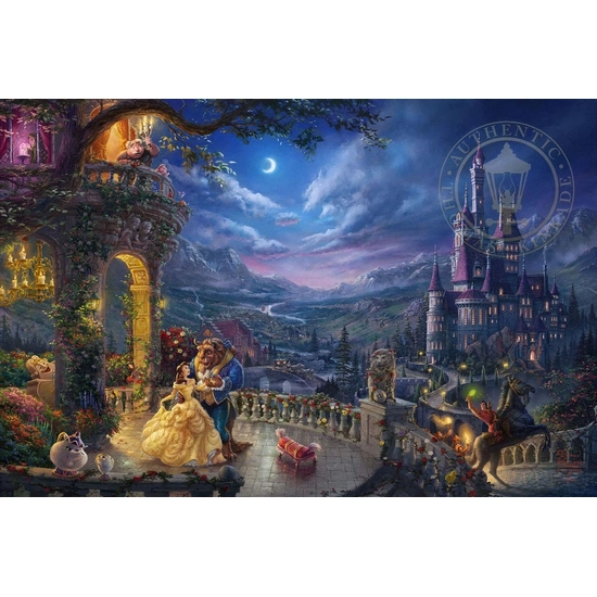 Thomas Kinkade Disney - Beauty and the Beast Dancing in the Moonlight