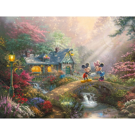 Thomas Kinkade Disney - Mickey and Minnie - Sweetheart Bridge