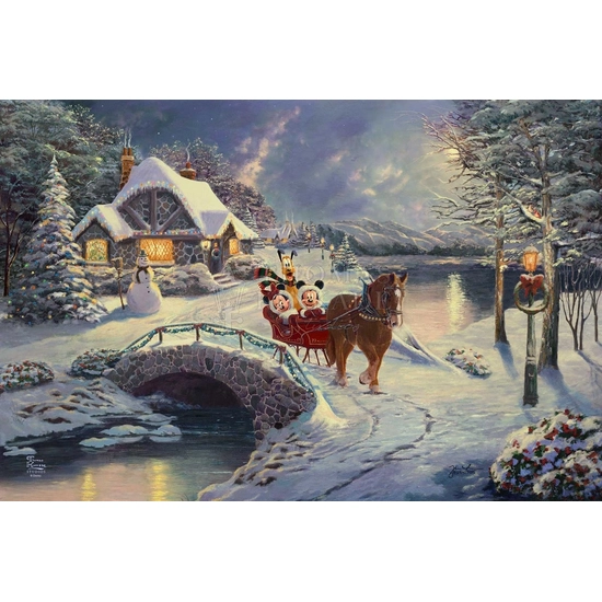 Thomas Kinkade Disney - Mickey and Minnie Evening Sleigh Ride