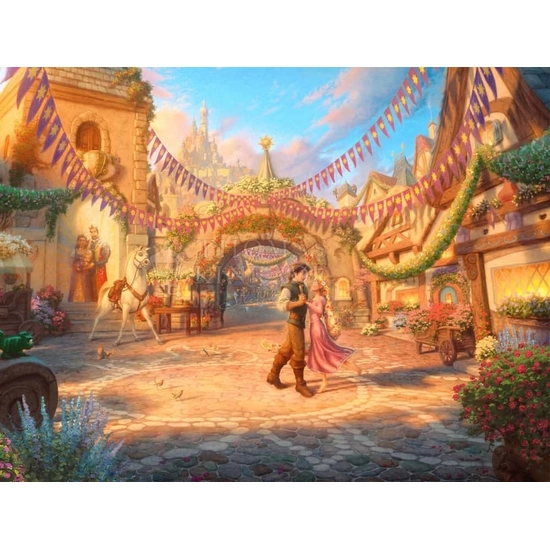 Thomas Kinkade Disney - Rapunzel - Dancing in the Sunlit Courtyard