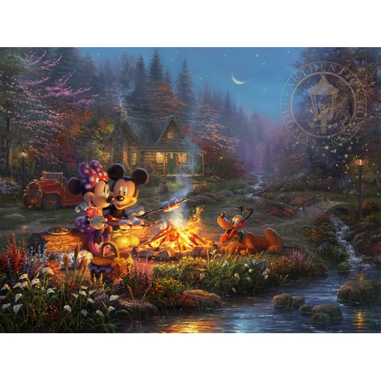 Thomas Kinkade Disney - Mickey and Minnie - Sweetheart Campfire