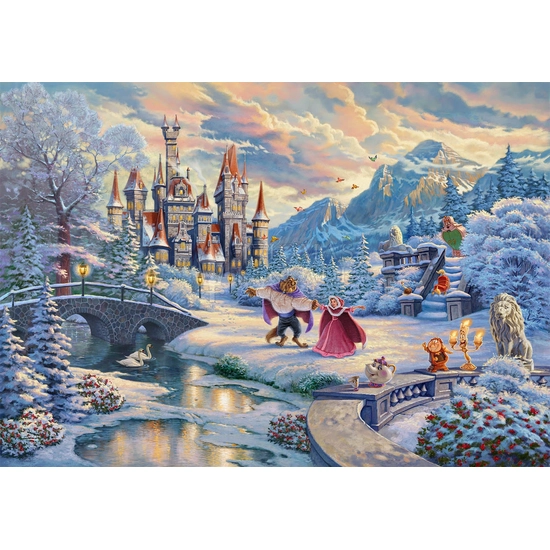 Thomas Kinkade Disney - Beauty And The Beast's Winter Enchantment