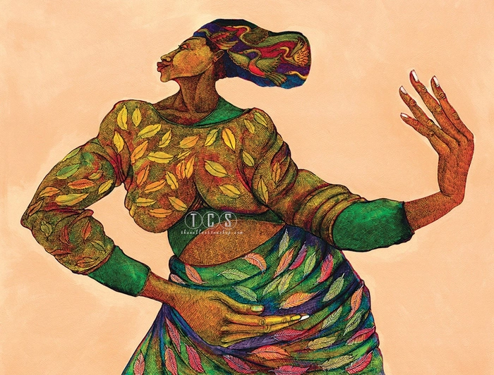 Charles Bibbs-Dancing Hands Remarque  (graphite) Giclee