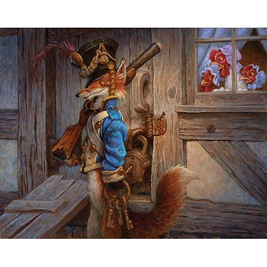 Scott Gustafson - The Fox Guarding The Henhouse Smallwork Canvas Edition