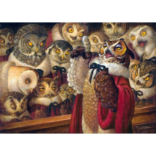 Scott Gustafson - A Parliament Of Owls Smallwork Canvas Edition Artist Proof