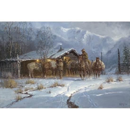 G Harvey - Line Shack Cowhands By G. Harvey Giclee On Canvas  Artist Proof