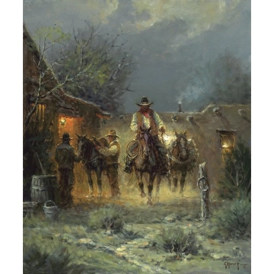 G Harvey - Packin Alone By G. Harvey Giclee On Canvas  Artist Proof