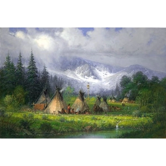 G Harvey - Peaceful Encampment By G. Harvey Giclee On Canvas  Artist Proof