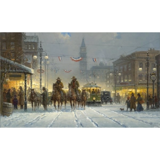 G Harvey - Snowy Tracks By G. Harvey Giclee On Canvas  Artist Proof