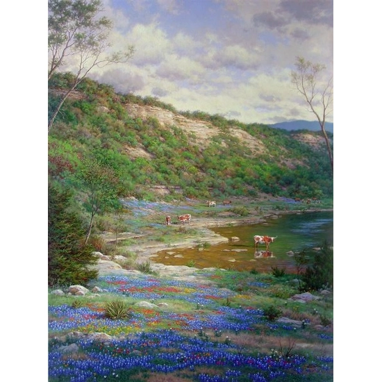 Larry Dyke - Texas Spring By Larry Dyke Giclee On Canvas  Artist Proof