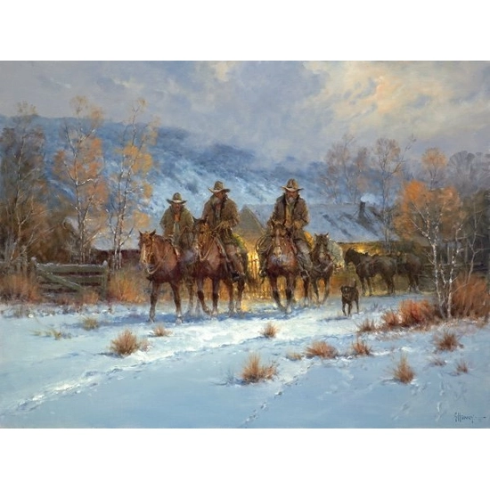 G Harvey - Three Hands And A Hound By G. Harvey Giclee On Canvas  Artist Proof