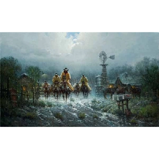 G Harvey - Where Cowhands Dont Change By G. Harvey Giclee On Canvas  Artist Proof