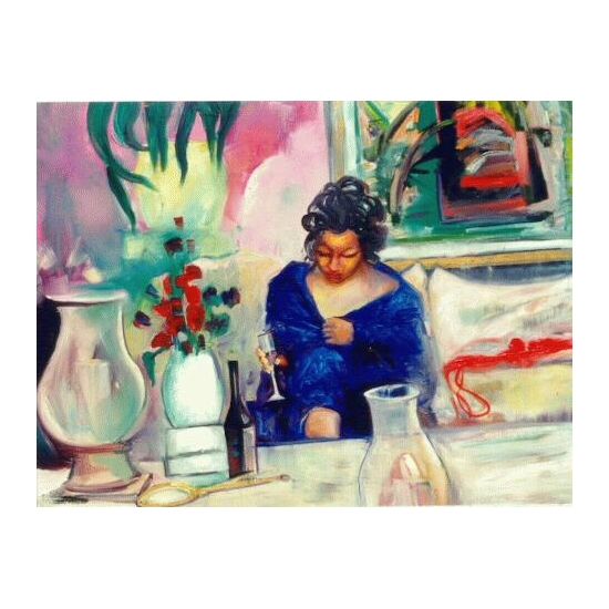 William Tolliver - Woman With Wine Glass Estate Certified Giclee