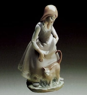 Lladro-Little Girl w/Cat