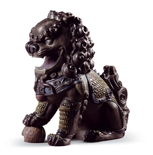 Lladro-Oriental Lion (Black)