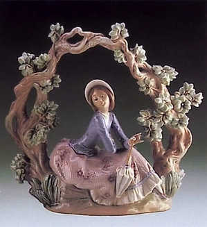 Lladro-Girl Sitting Under Trellis