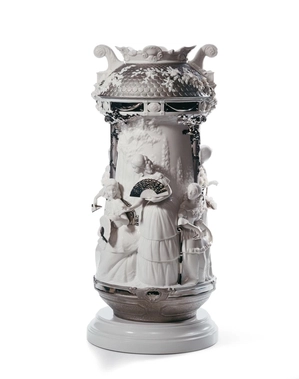 Lladro-Ladies in Garden Vase Limited Edition. Silver Lustre