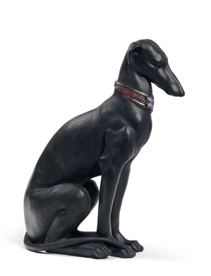 Lladro-Pensive Greyhound (Black)