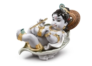 Lladro-Krishna on Leaf