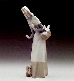 Lladro-Shepherdess With Dog 1969-89