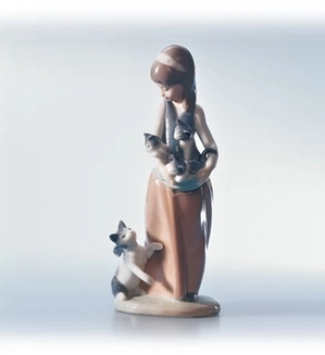 Lladro-Girl With Cats