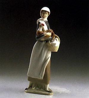 Lladro-Girl With Cockerel 1969-93