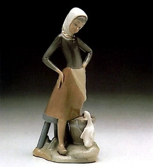 Lladro-Girl With Milk Pail 1970-91