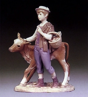 Lladro-Shepherd with Calf 1974-79