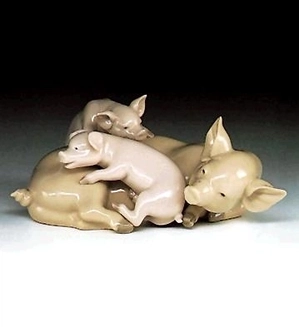 Lladro-Playful Piglets