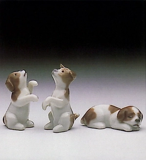 Lladro-Mini Puppies (set Of 3) V. Rare 1985-90