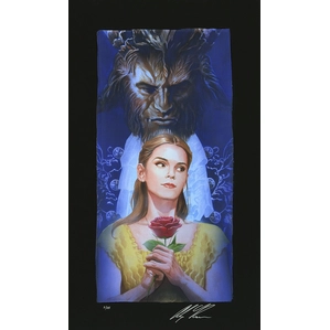 Alex Ross Disney-La Belle Et La Bete Chiarograph on Black Paper From Beauty and The Beast