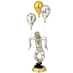 Dargenta-Silver Clown Statue Golden Balloon