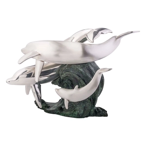 Dargenta-Silver Family of Dolphins Statue