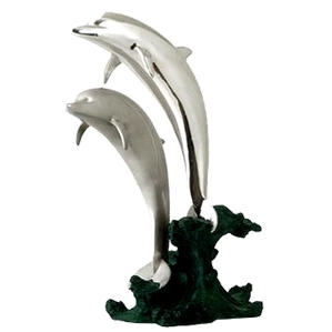 Dargenta-Silver Jumping Dolphins Statue