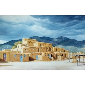 Lorna Patrick-Approaching The Storm Over Taos Pueblo