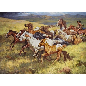 Howard Terpning-Thunder of the Wild Mustangs