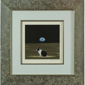 Robert Deyber-A Hare Out of Place I Outer-Space Framed